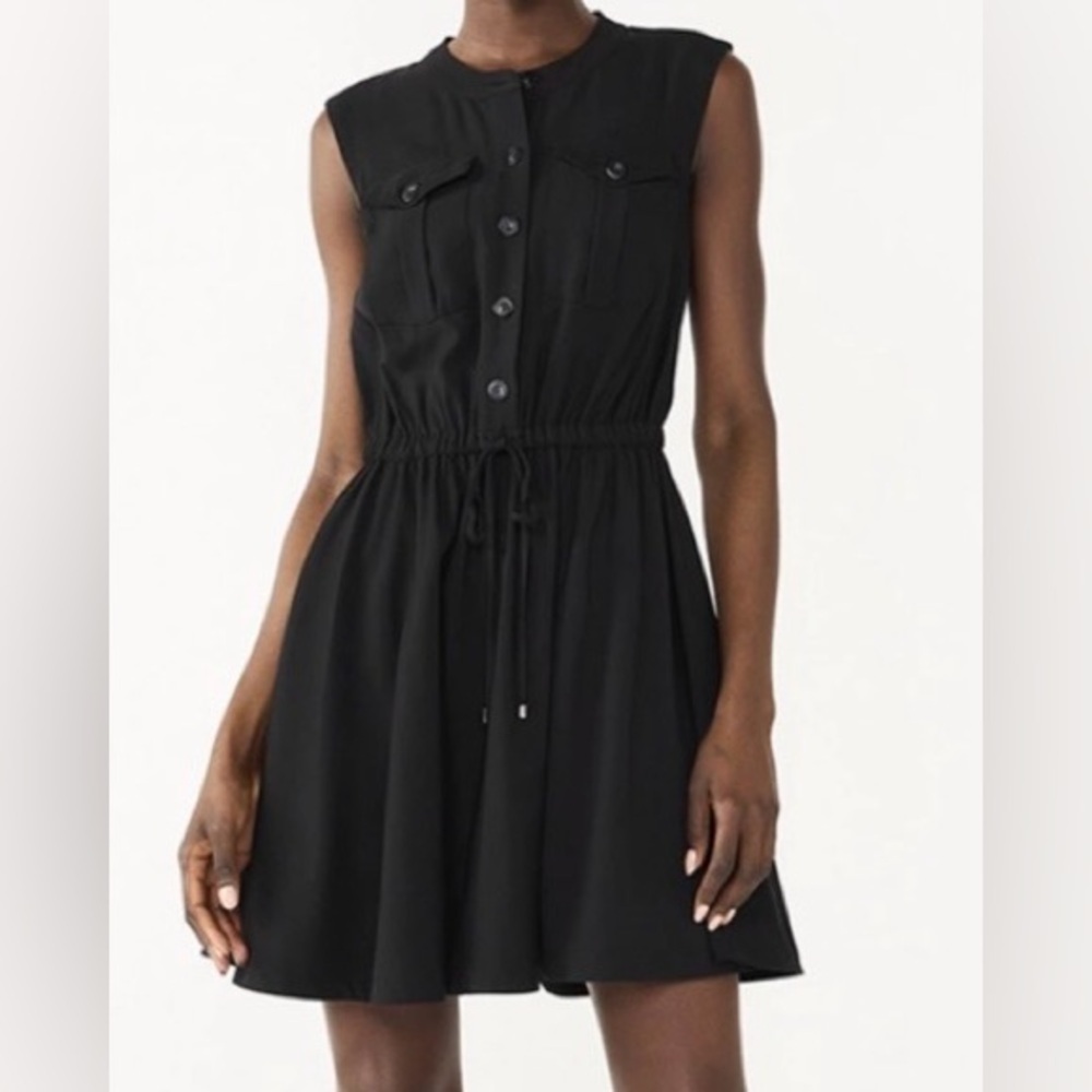 Nine West Black Button-Front Mini Utility Dress NWT